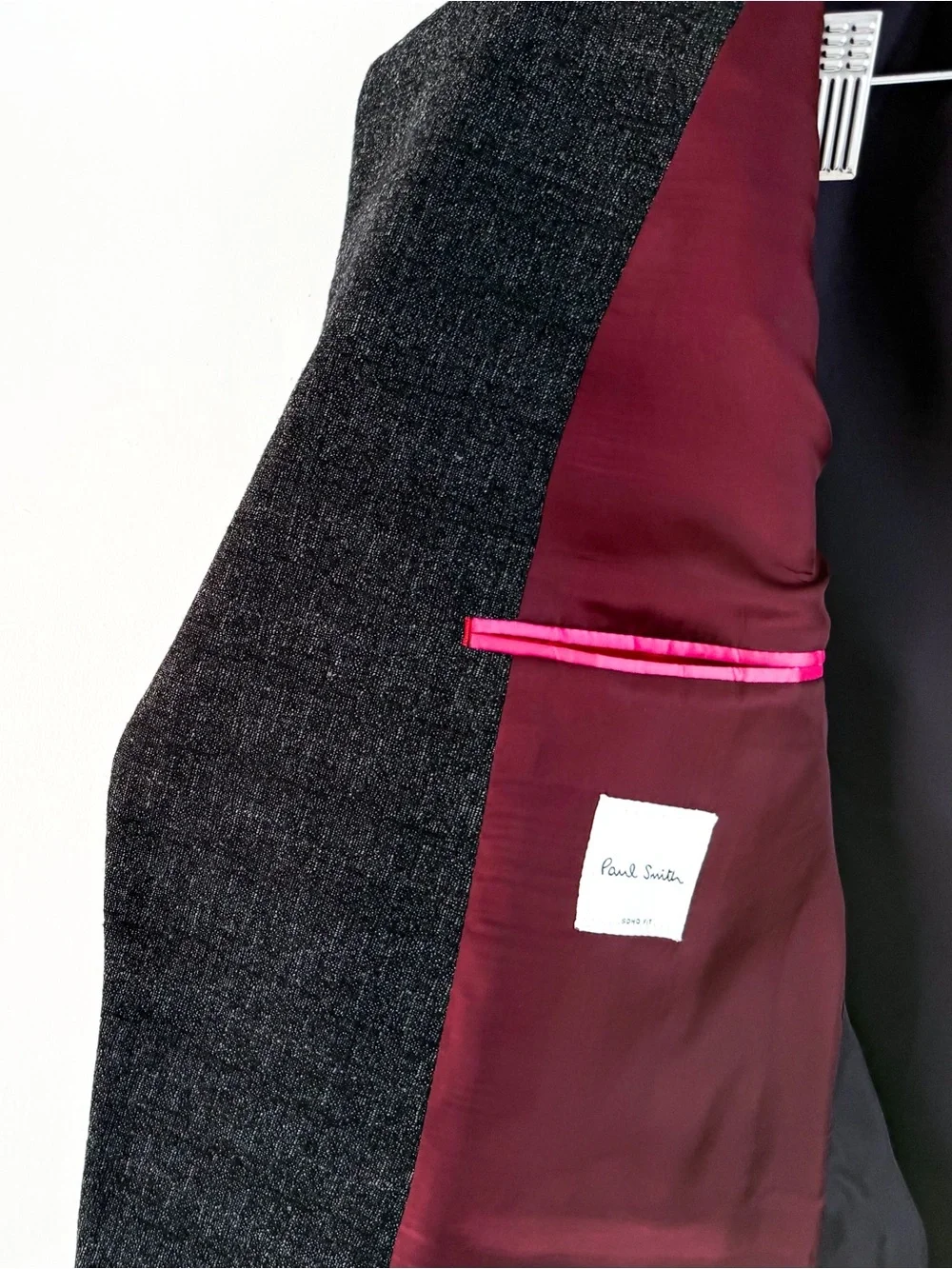 Paul Smith Soho Fit Textured Wool Suit Charcoal Dark Gray Textured Men's 42R